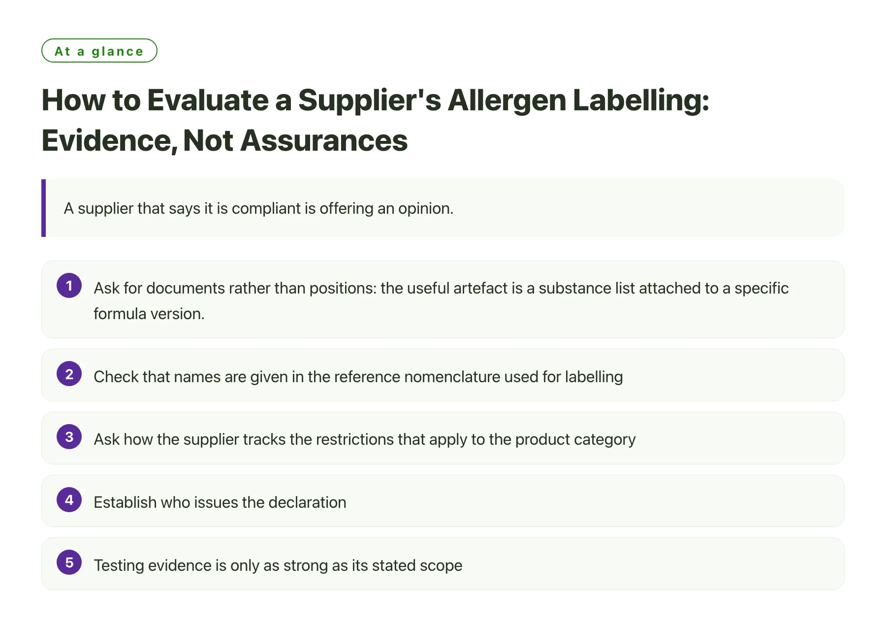 How to Evaluate a Supplier's Allergen Labelling: Evidence, Not Assurances——全文要点速览